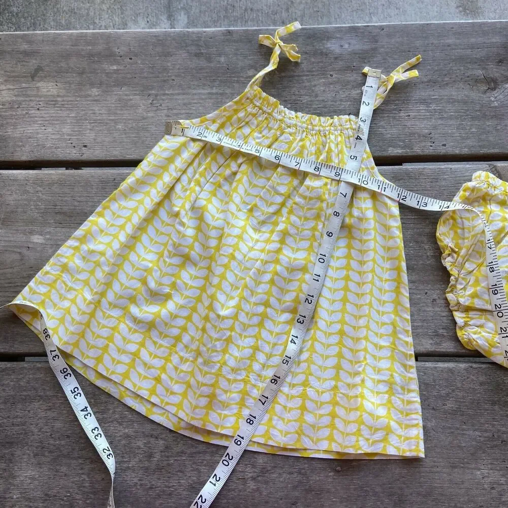kit‎ + lili Girls Dress Size 12-18 Mo Yellow White Leaf Print Bloomers NEW
